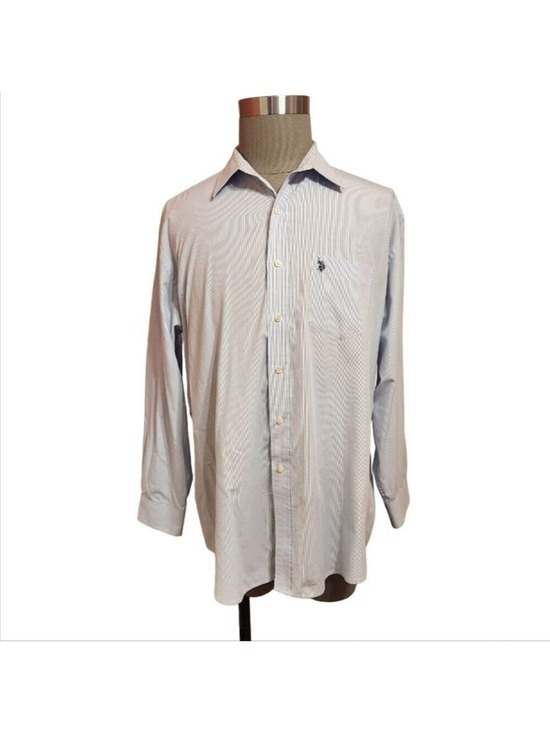 U.S. Polo Assn. Other - US Polo Assn Blue White Pin Stripe Dress Shirt Large